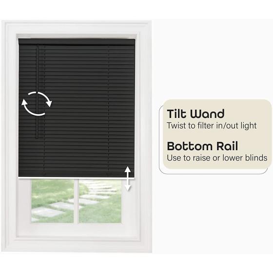 Cordless Light Filtering Mini Blind - 25 Inch Length, 64 Inch Height, 1" Slat Size - Pearl White - Cordless GII Morningstar Horizontal Windows Blinds for Interior by Achim Home Decor