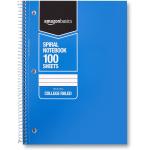 Amazon Basics College Ruled Wirebound Spiral Notebook, 100 Sheets - 5-Pack, Assorted Solid Colors