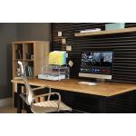 DecoBros Mesh Desk Organizer with Double Tray， 5 Stacking Sorter Sections and Sliding Drawer， Black